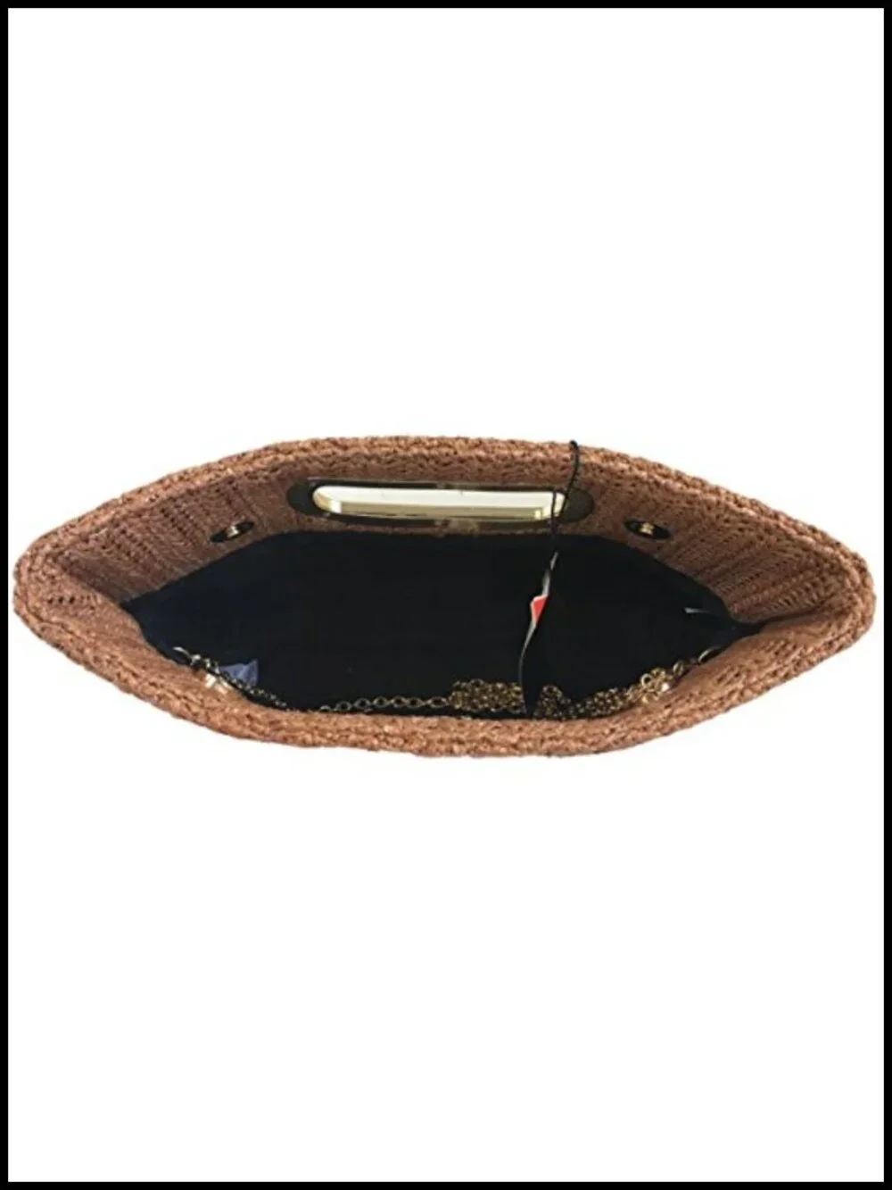 Woven Raffia Straw Clutch with Detachable Chain Strap